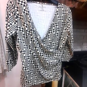 Talbots Womens Mock Wrap Career Blouse Size Large Petite